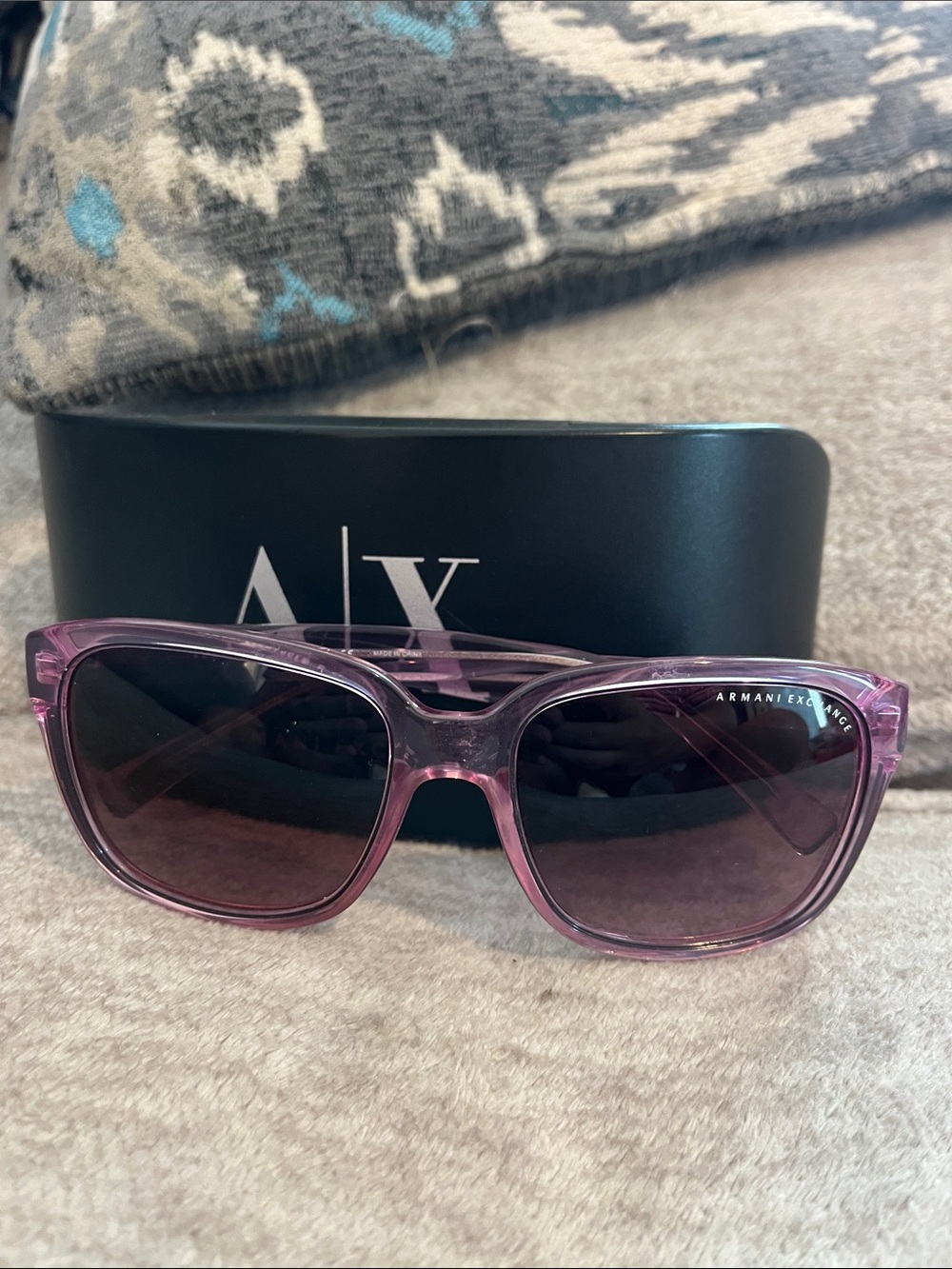 Armani Exchange Translucent Purple Women’s Sunglasses & Case